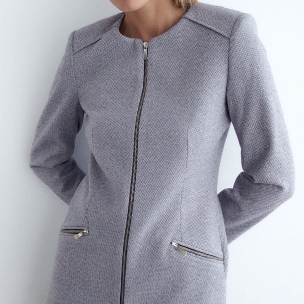 NWT Zara flecked zip front Frock coat - Picture 2 of 16